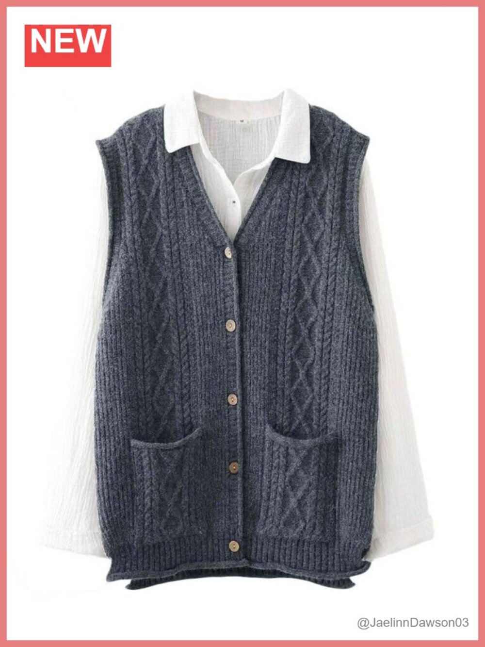 Women's Sleeveless V-Neck Button Down Knit Vest with Pockets